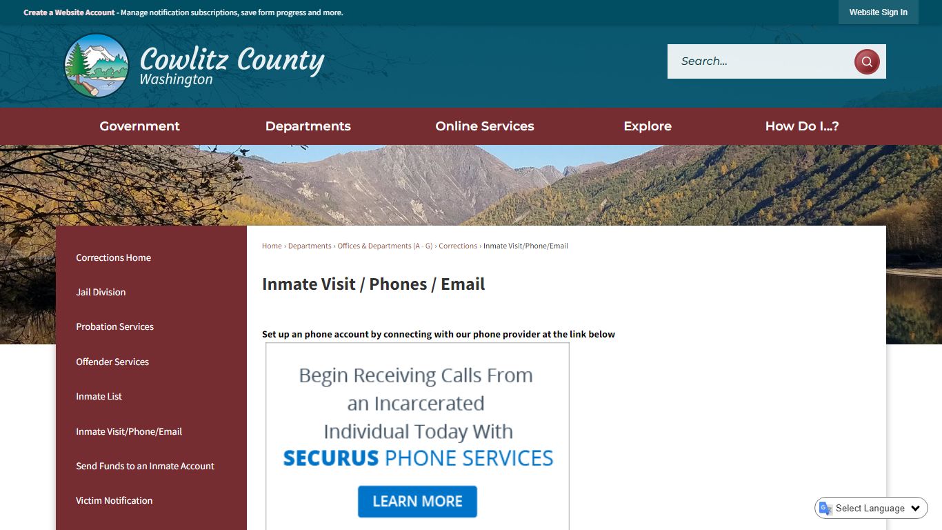 Inmate Visit / Phones / Email | Cowlitz County, WA - Official Website