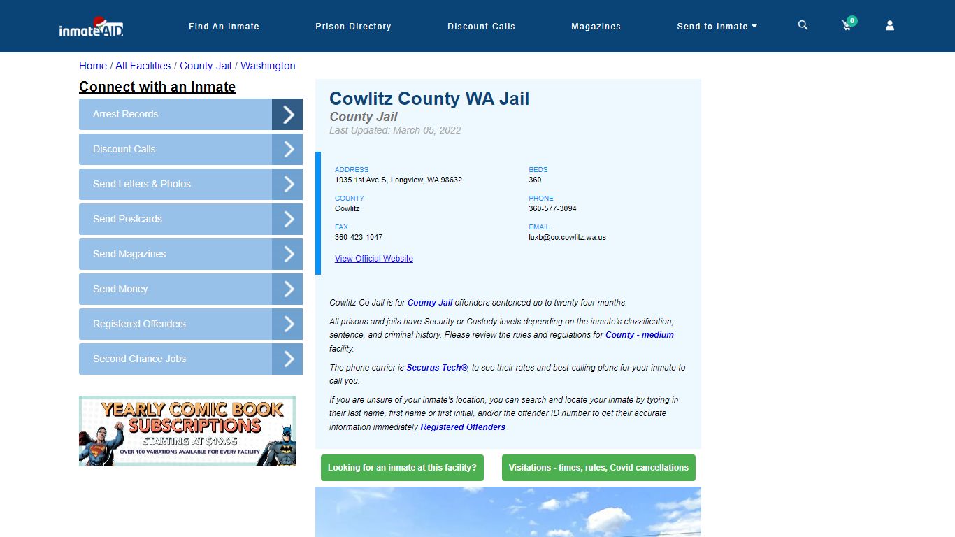 Cowlitz County WA Jail - Inmate Locator - Longview, WA